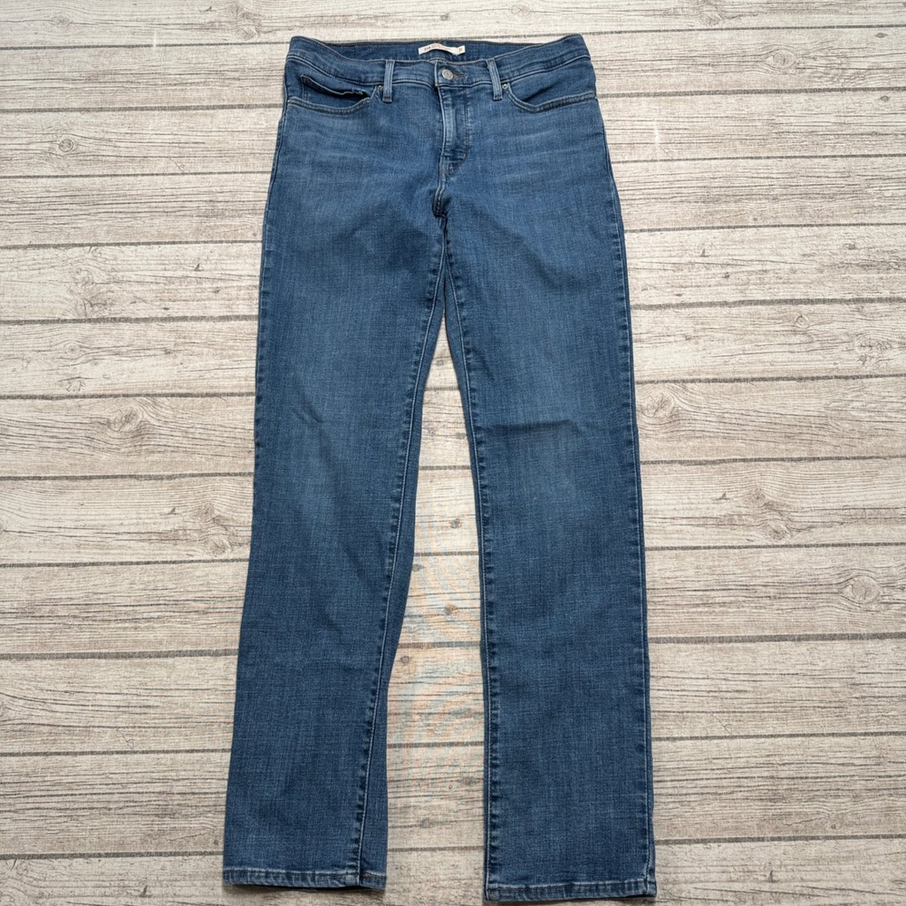 Levi's 314 Jeans Womens 31 Blue Medium Wash Denim Shaping Straight Stretch Retro